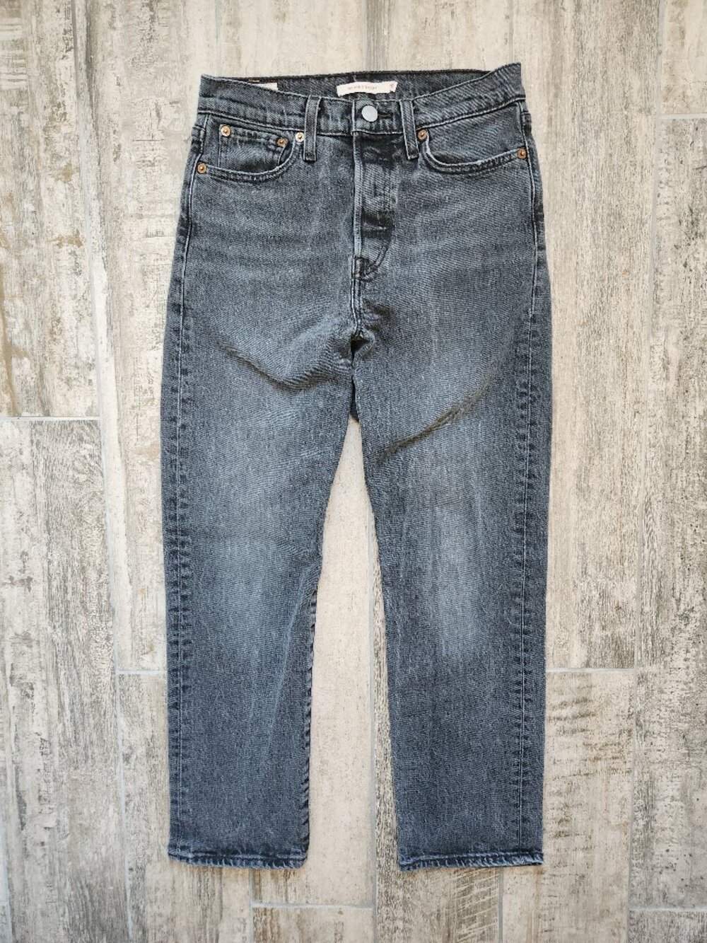 Levi's Wedgie Straight Jeans Womens 26 Gray Charcoal Wash High Rise